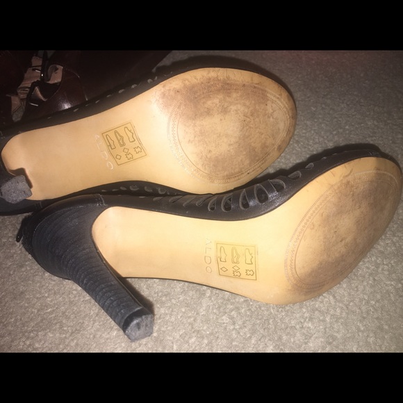 Aldo black bootie heels  with peep toe - Picture 3 of 4